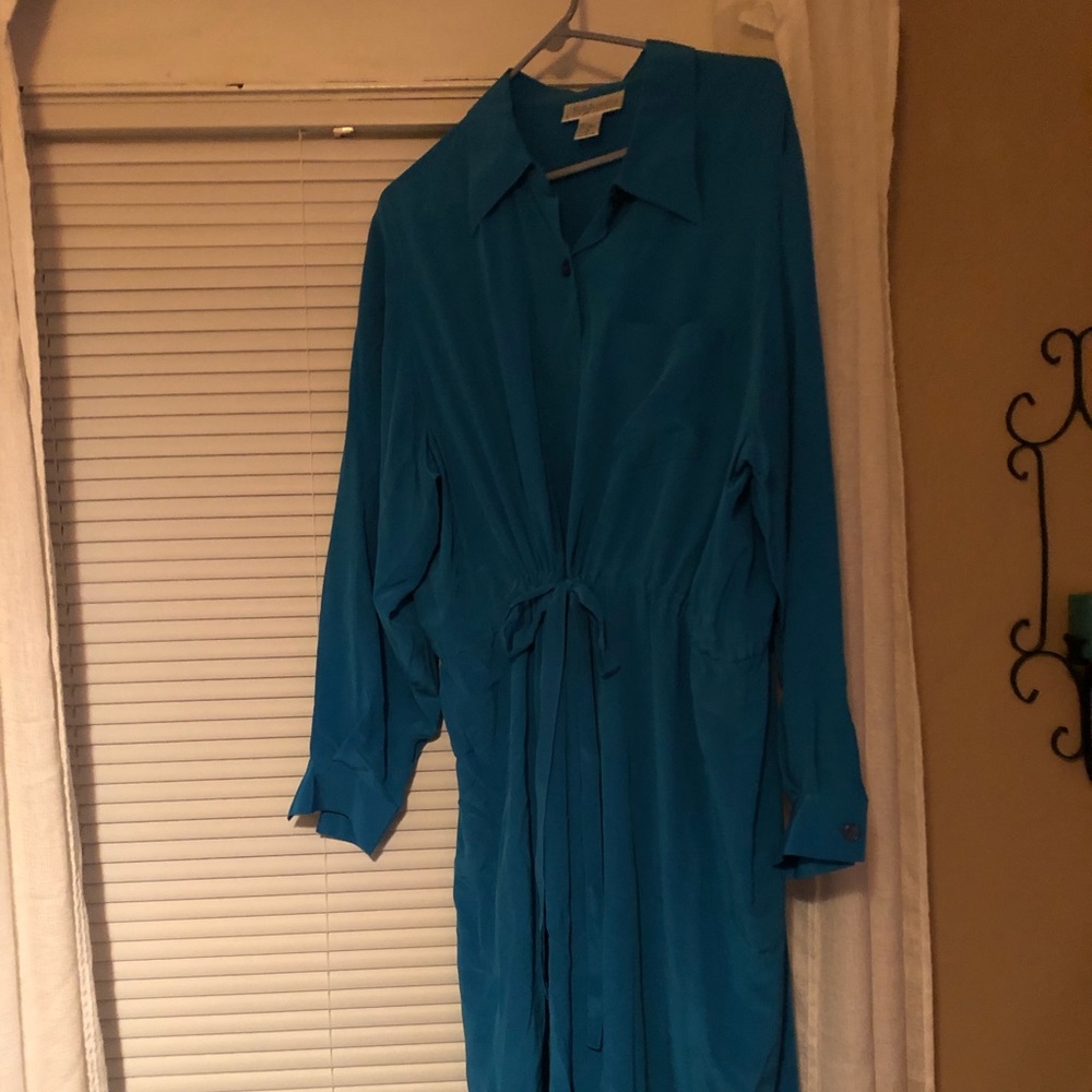 Silk long blue dress size 2x